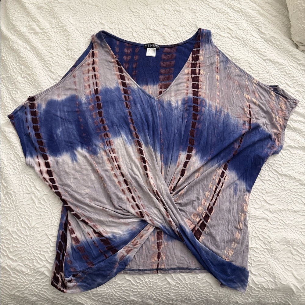 Blue and Purple Tie-Dye Women’s Blouse